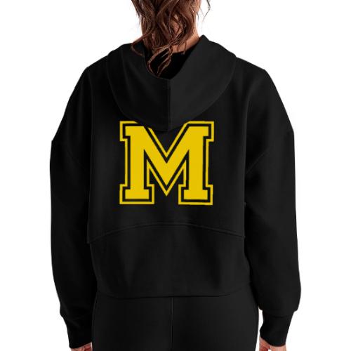 Letter M – Capital Athletic Alphabet Monogram - Women's Half Zip Cropped Hoodie