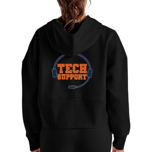 Tech Support Mode On - Women's Half Zip Cropped Hoodie