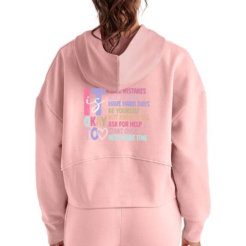 Harmony Collection - It s Okay To Make Mistakes - Women's Half Zip Cropped Hoodie