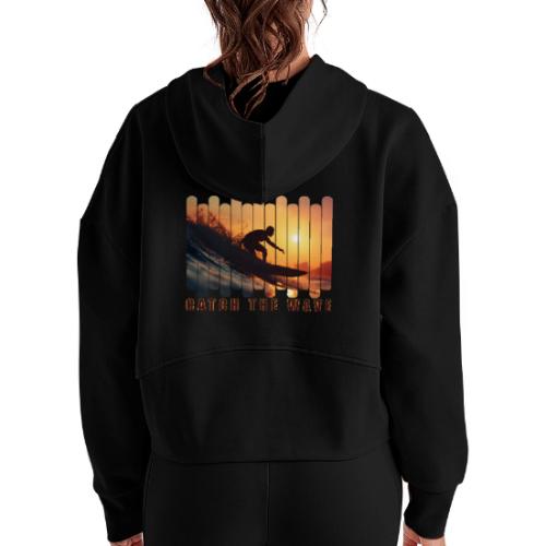 Surfing: Catch the Wave - Women's Half Zip Cropped Hoodie