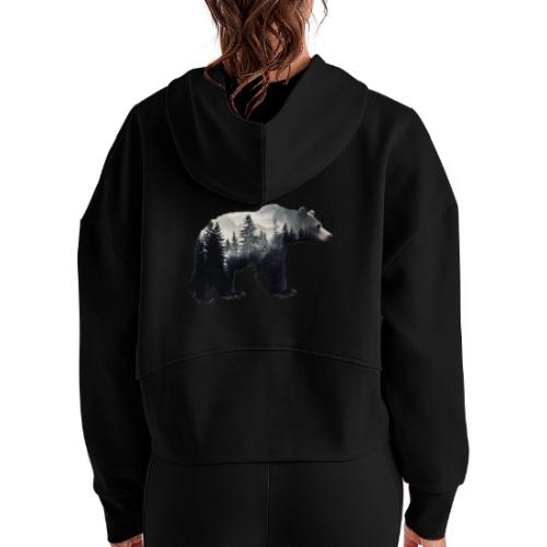 Forest Within the Bear - Women's Half Zip Cropped Hoodie