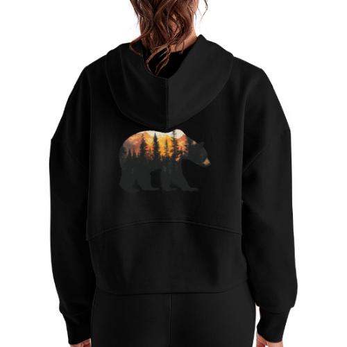 Bear: Sunset Guardian - Women's Half Zip Cropped Hoodie