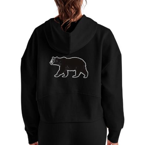 Midnight Black Bear - Women's Half Zip Cropped Hoodie