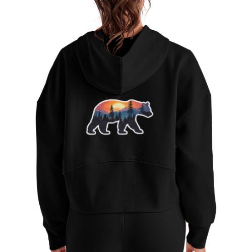 Mountain Spirit Bear - Women's Half Zip Cropped Hoodie