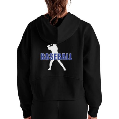 Classic Baseball Swing - Women's Half Zip Cropped Hoodie