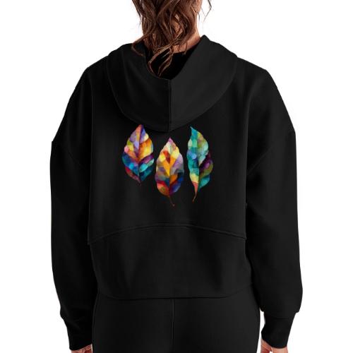 Art: Colorful Leaf Harmony - Women's Half Zip Cropped Hoodie