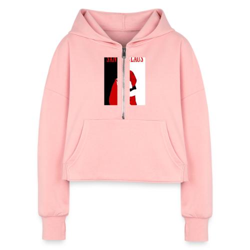 Santa Gangster - Women's Half Zip Cropped Hoodie