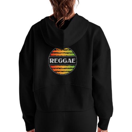 Reggae celebration vibrant rasta music design - Women's Half Zip Cropped Hoodie