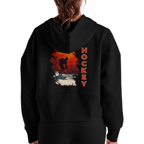 Hockey Vibes - Women's Half Zip Cropped Hoodie
