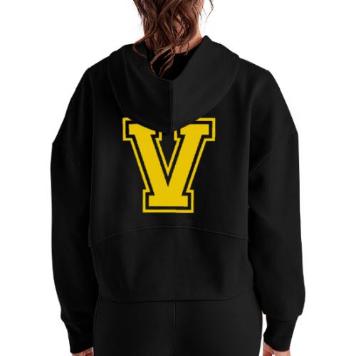 Letter V – Capital Athletic Alphabet Monogram - Women's Half Zip Cropped Hoodie