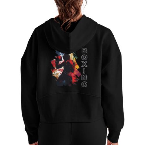 Boxing Drive - Women's Half Zip Cropped Hoodie