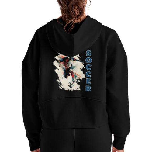 Soccer Power Move - Women's Half Zip Cropped Hoodie