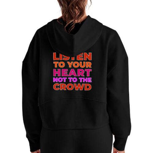 Heart Over Hype - Women's Half Zip Cropped Hoodie