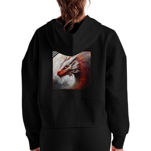 Mystic Dragon Realm - Women's Half Zip Cropped Hoodie