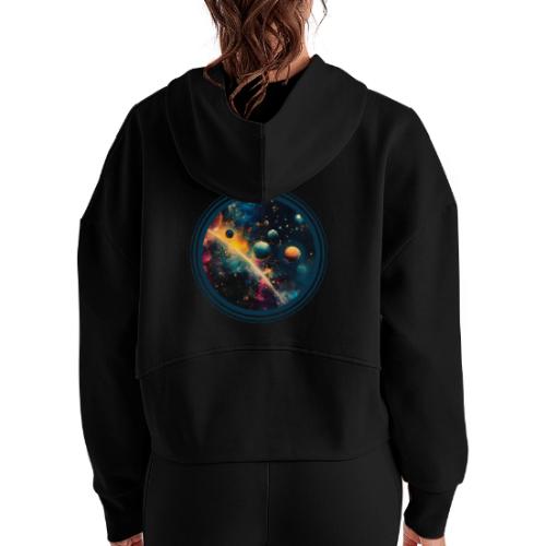 Painted Planetscape - Women's Half Zip Cropped Hoodie