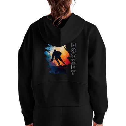 Hockey Moves - Women's Half Zip Cropped Hoodie