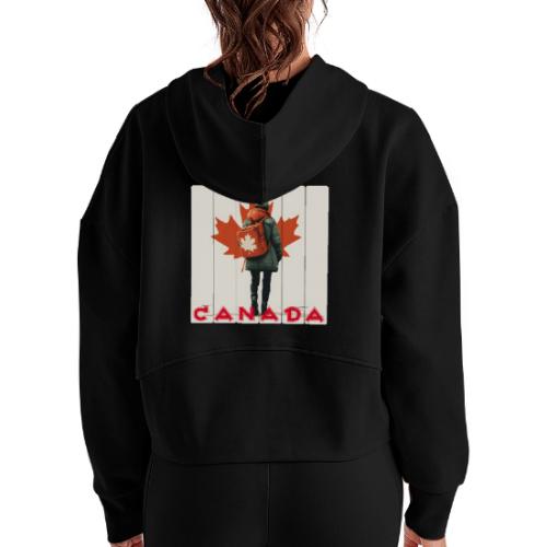 Canada: Proud Canadian Woman - Women's Half Zip Cropped Hoodie