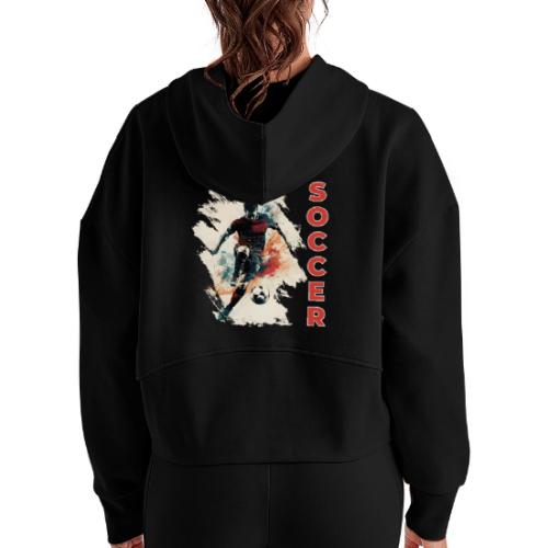 Soccer Blaze - Women's Half Zip Cropped Hoodie