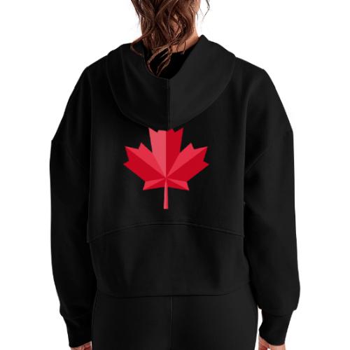 Canadian red maple leaf - Women's Half Zip Cropped Hoodie