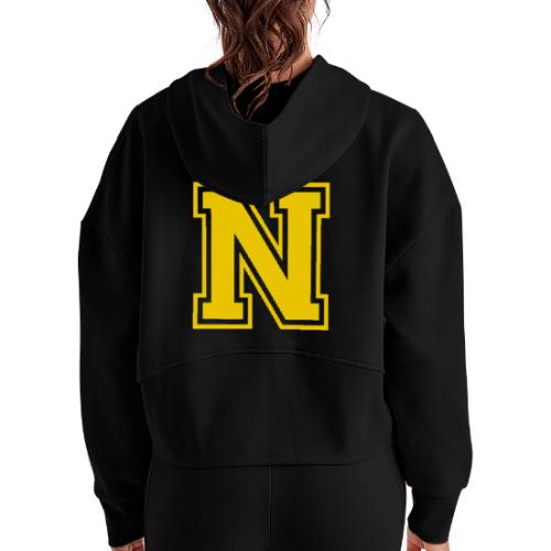 Letter N – Capital Athletic Alphabet Monogram - Women's Half Zip Cropped Hoodie