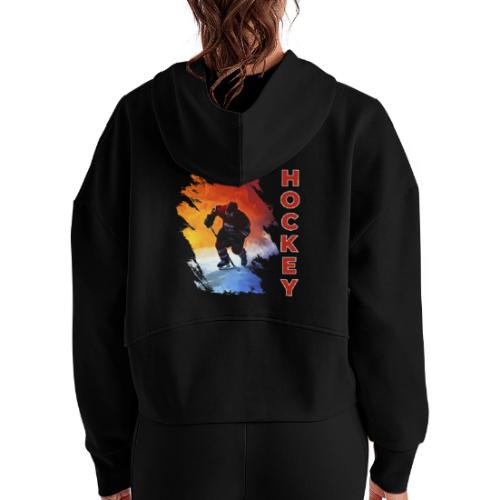 Hockey Energy - Women's Half Zip Cropped Hoodie