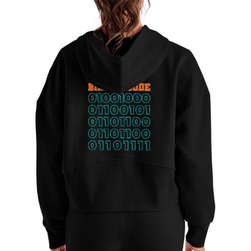 Say Hello in Binary code - Women's Half Zip Cropped Hoodie
