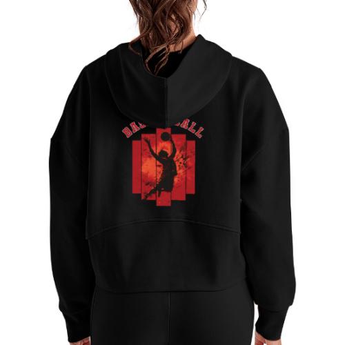 Basketball Mode On - Women's Half Zip Cropped Hoodie