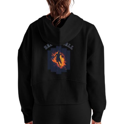 Basketball Power - Women's Half Zip Cropped Hoodie