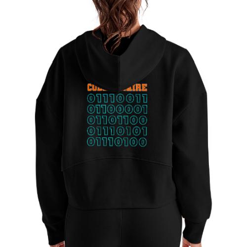 Hi in binary code - Women's Half Zip Cropped Hoodie