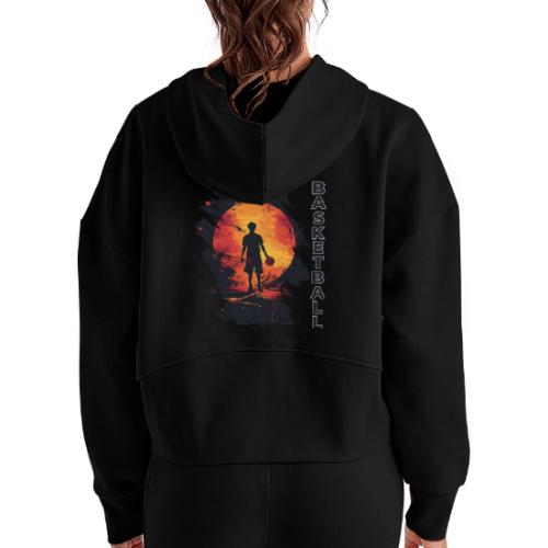 Basketball Blaze - Women's Half Zip Cropped Hoodie