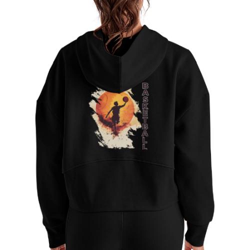 Basketball Stride - Women's Half Zip Cropped Hoodie