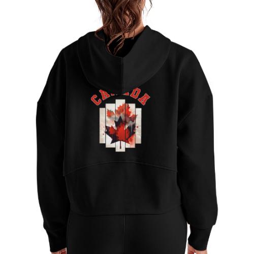 Heart of Canada Art - Women's Half Zip Cropped Hoodie