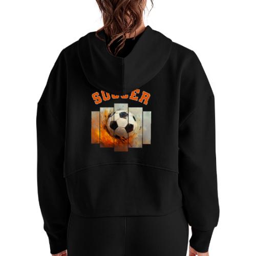 Soccer Iconic Touch - Women's Half Zip Cropped Hoodie