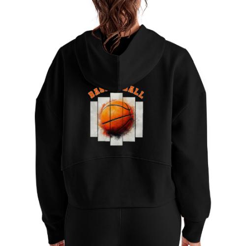 Basketball Element - Women's Half Zip Cropped Hoodie
