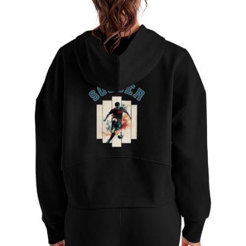 Soccer Mode On - Women's Half Zip Cropped Hoodie