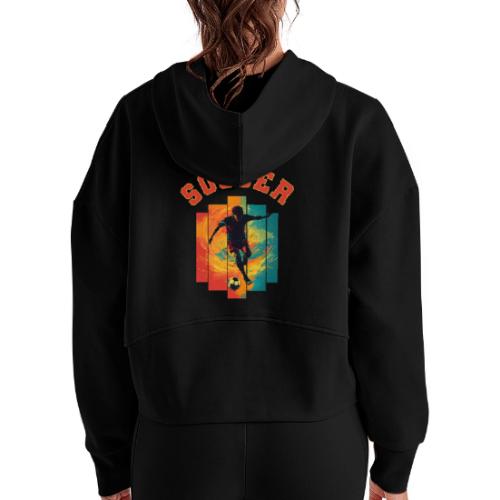 Soccer Heartbeat - Women's Half Zip Cropped Hoodie