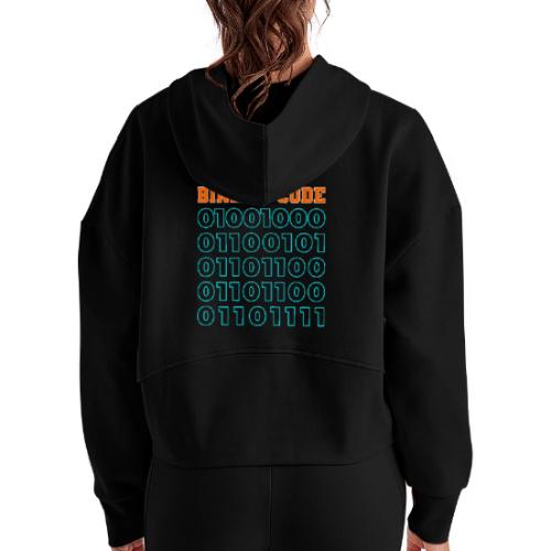 Say Hello in Binary code - Women's Half Zip Cropped Hoodie