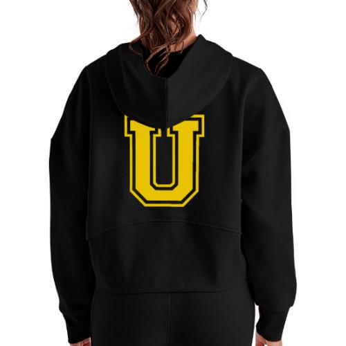 Letter U – Capital Athletic Alphabet Monogram - Women's Half Zip Cropped Hoodie