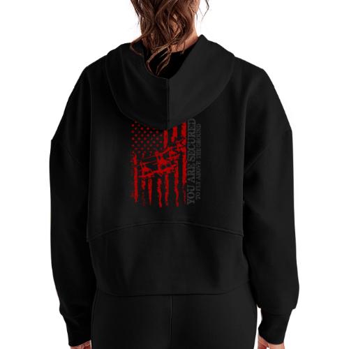 You are Secured To Fly Above The Ground - Women's Half Zip Cropped Hoodie