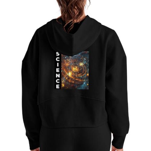 Golden Core of Science - Women's Half Zip Cropped Hoodie