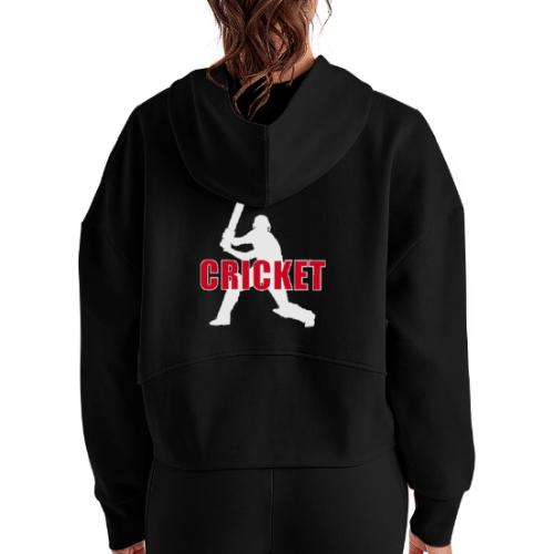Power Play Cricket - Women's Half Zip Cropped Hoodie