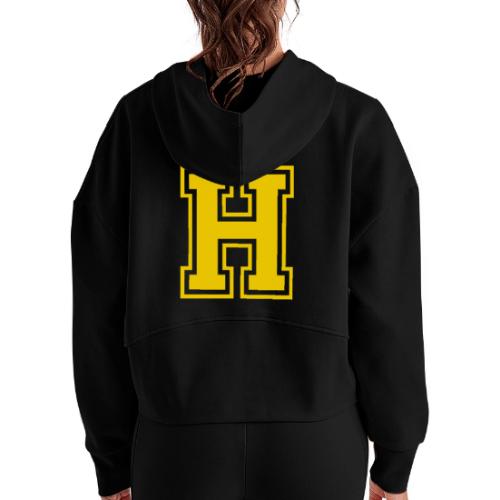 Letter H – Capital Athletic Alphabet Monogram - Women's Half Zip Cropped Hoodie