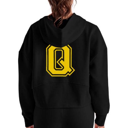 Letter Q – Capital Athletic Alphabet Monogram - Women's Half Zip Cropped Hoodie
