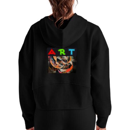 Fragments of Art - Women's Half Zip Cropped Hoodie