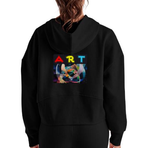 Art of Stripes and Shades - Women's Half Zip Cropped Hoodie