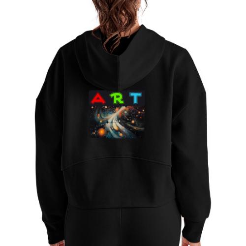 Swirls of Colorful Art - Women's Half Zip Cropped Hoodie