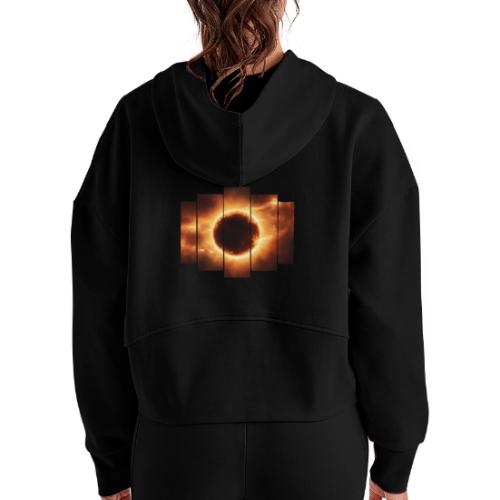 Eclipse Beyond Worlds - Women's Half Zip Cropped Hoodie