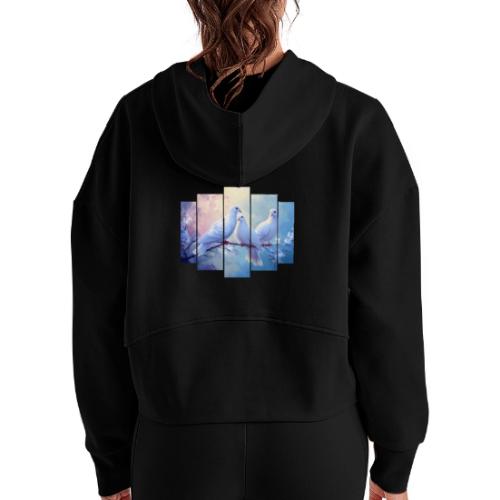 Symbols of Peace and Serenity - Women's Half Zip Cropped Hoodie