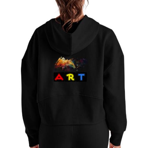Pulse of Art - Women's Half Zip Cropped Hoodie