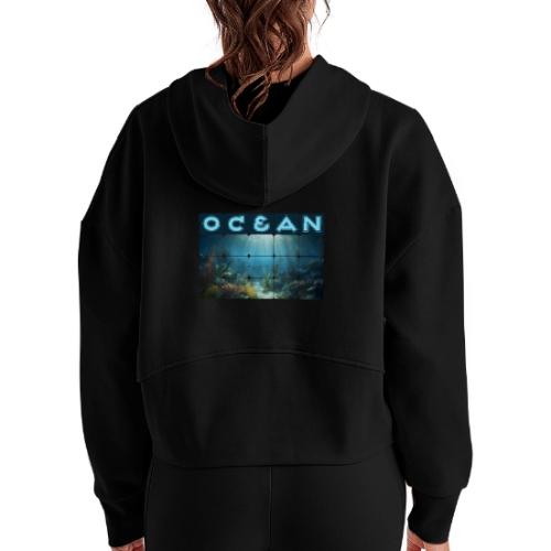 Ocean: Beneath the Surface - Women's Half Zip Cropped Hoodie